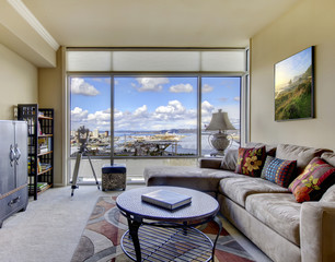 Living room with Tacoma Dome view.