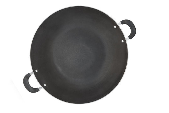 top view wok with clipping path