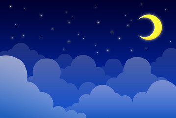 Fototapeta na wymiar Moon on cloudy night