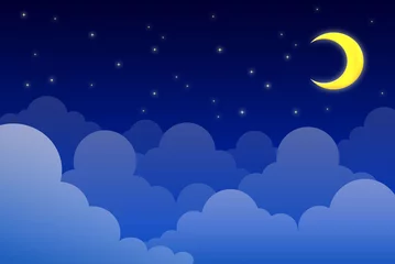 Wandaufkleber Mond in bewölkter Nacht © sararoom