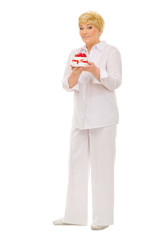 Senior woman with gift