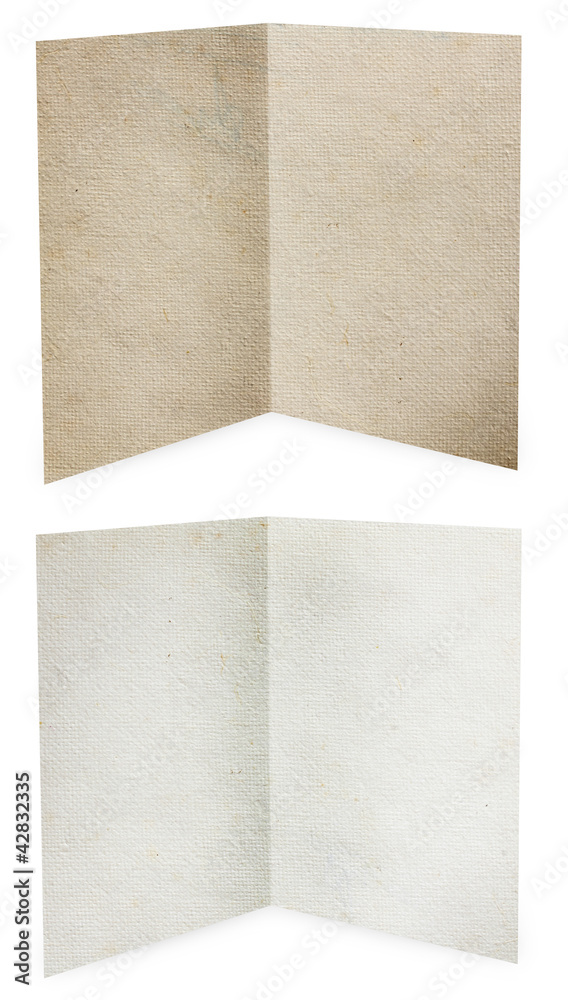 Poster paper folded, white and brown old paper texture save paths