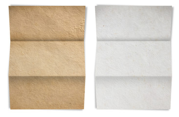 Paper folded, white and brown old paper texture  Save paths 