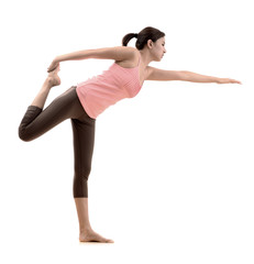 asian girl with yoga pose on white background