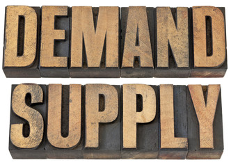 demand and supply words in wood type