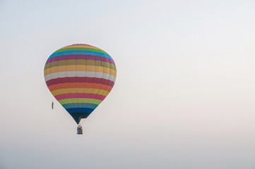 Colorful Hot Air Balloon in Early Morning Flight and Empty Space