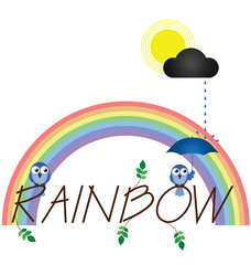 Rainbow twig text isolated on white background