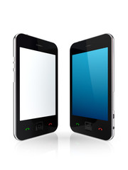 Modern mobile phones with touchscreen.