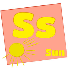 S-sun/Colorful alphabet letters with words and their image