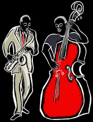 Peel and stick wall murals Music band saxophonist and bass