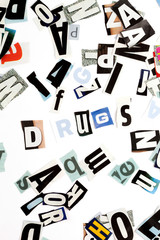 Drugs inscription made with cut out letters