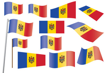 set of flags of Moldova vector illustration