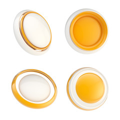 Set of orange template buttons isolated