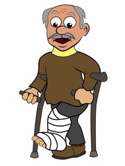 Senior mit Gipsverband