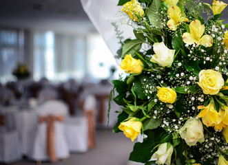 Flower arrangment in fancy restaurant © irishmaster