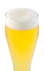 top of beer glass with foam
