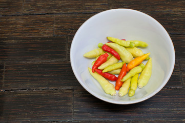 Isolated chili in the bowl