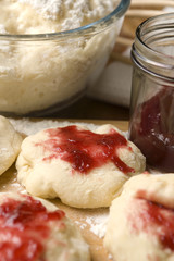 Sweet doughnuts with rose marmelade