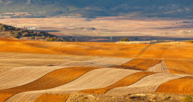 Fields and hills of winter Spain