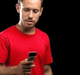 young man typing