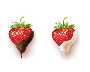 strawberry and chocolate black and white. vector