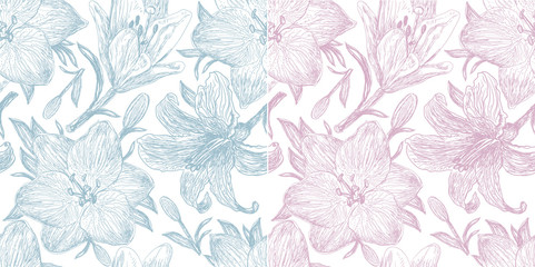 Set of two beautiful pattern with  lilies