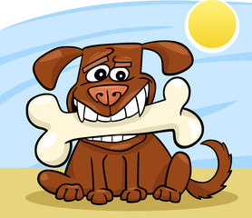 Cartoon Dog with big bone