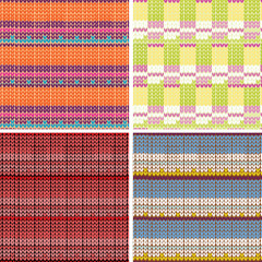Set of four seamless knitted patterns