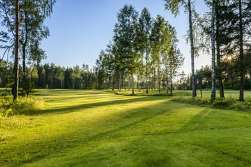 Obraz premium Sunset on golf course in Poland