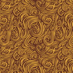 Vector seamless abstract hand-drawn pattern with waves