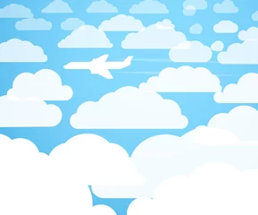 Foto op Plexiglas Vliegtuigen in de wolkenlucht © tovovan