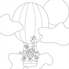 Animals in the balloon-cororing book