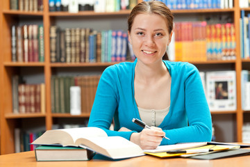 girl in library