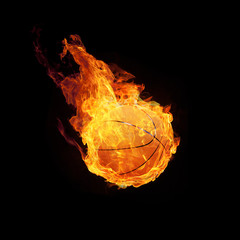 Naklejka na ściany i meble Koszykówka w płomieniach 3D