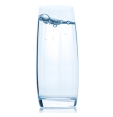 Glass with water on white background