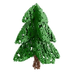 Fotobehang Pixel pixelized De dennenboom van Kerstmis die op witte achtergrond wordt geïsoleerd