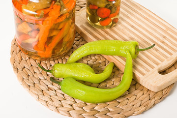 Canned paprika in jars