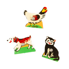 Pieces of an antique wooden puzzle for children