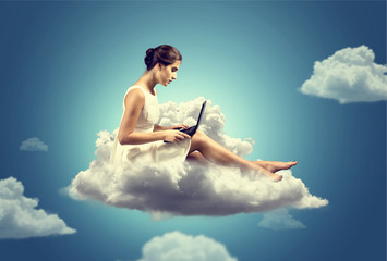 Woman working on a Cloud