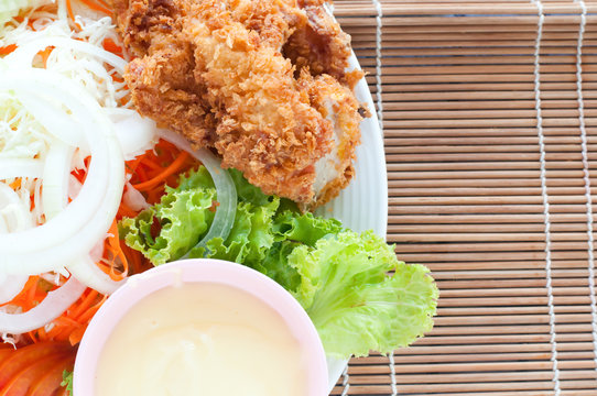 salad with fried chicken