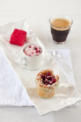 Dessert trio with coffee