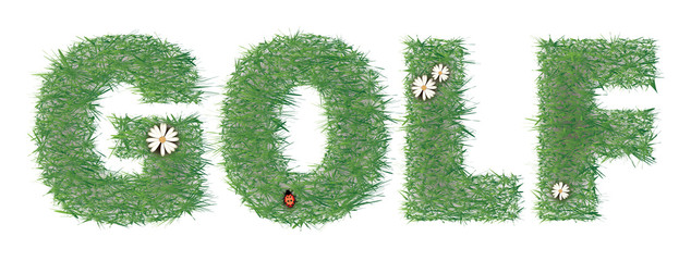 Text grassy golf