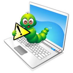 Verme Computer infetto-Avertissement Virus informatique Worm-Cartoon