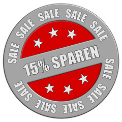 Schild graurot rund rt SALE 15% SPAREN