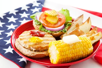 Zelfklevend Fotobehang Patriotic American Turkey Burger © Lisa F. Young