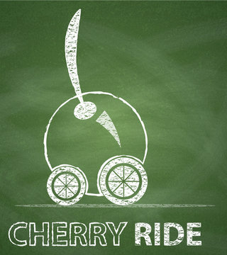 Cherry ride icon. Fruit concept on chalkboard background