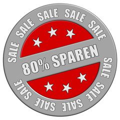 Schild graurot rund rt SALE 80% SPAREN
