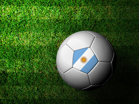 Argentina Flag Pattern 3d rendering of a soccer ball in green gr