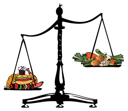 Waage mit Lebensmittel