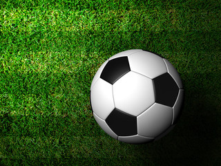 Fototapeta premium 3d rendering of a soccer ball in green grass